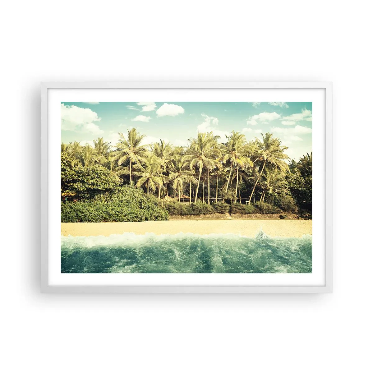 Póster en marco blanco - ¿Qué tal aquí? - 70x50 cm