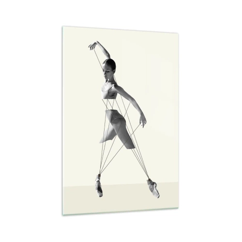 Cuadro sobre vidrio - Impresiones sobre Vidrio - Bailarina en interpretación geométrica con líneas. - 70x100cm - Títere de sí misma - Decoración de pared moderna para salón y dormitorio ARTTOR