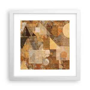 Póster en marco blanco - Estudio cubista en bronce - 30x30 cm