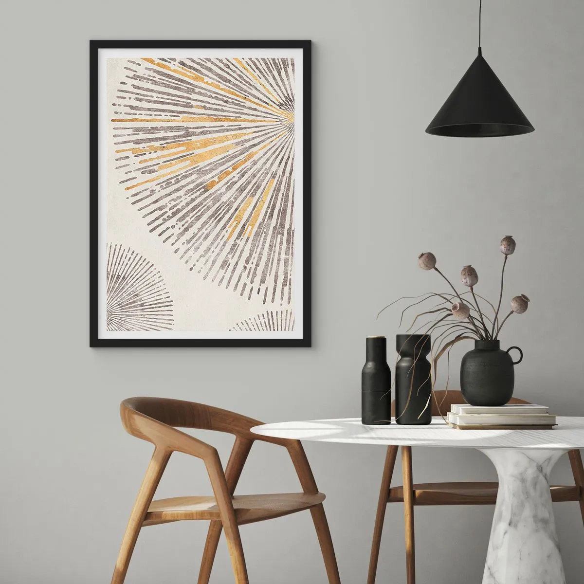 Póster en marco negro - Belleza lineal - 61x91 cm