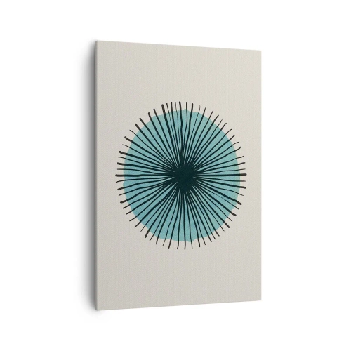Cuadro sobre lienzo - Impresión de Imagen - Forma circular abstracta con rayos azules - 70x100cm - Radiante en azul - Decoración de pared moderna para salón y dormitorio ARTTOR