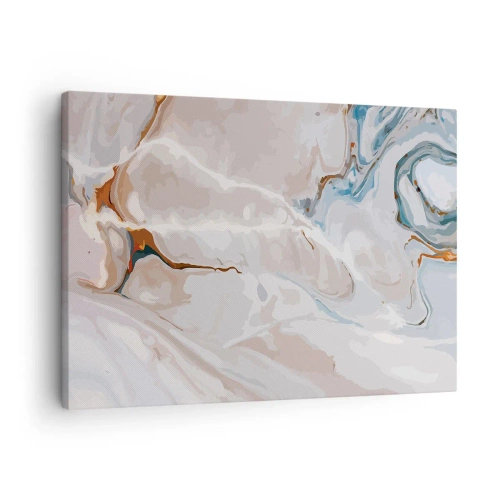 Cuadro sobre lienzo - Impresión de Imagen - Patrón abstracto en tonos de blanco y azul. - 70x50cm - El azul serpentea por el blanco - Decoración de pared moderna para salón y dormitorio ARTTOR