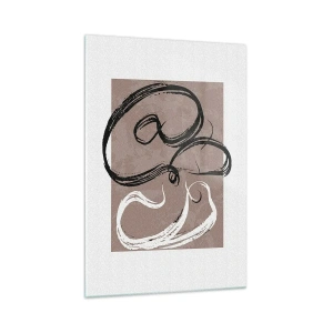 Cuadro sobre vidrio - Impresiones sobre Vidrio - Abstracción en blanco y negro sobre fondo beige. - 70x100cm - Composición: la búsqueda de la plenitud - Decoración de pared moderna para salón y dormitorio ARTTOR