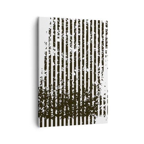 Cuadro sobre lienzo - Impresión de Imagen - Líneas abstractas con efecto desgastado en blanco y negro. - 50x70cm - Ritmo y ruido - Decoración de pared moderna para salón y dormitorio ARTTOR