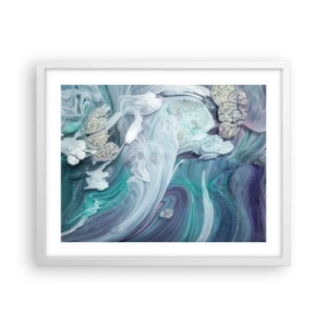 Póster en marco blanco - Corrientes de azul - 50x40 cm