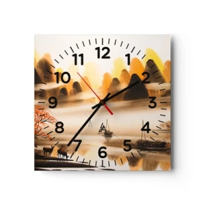 Reloj de pared - Reloj de vidrio - Más allá del Lejano Oriente - 40x40 cm