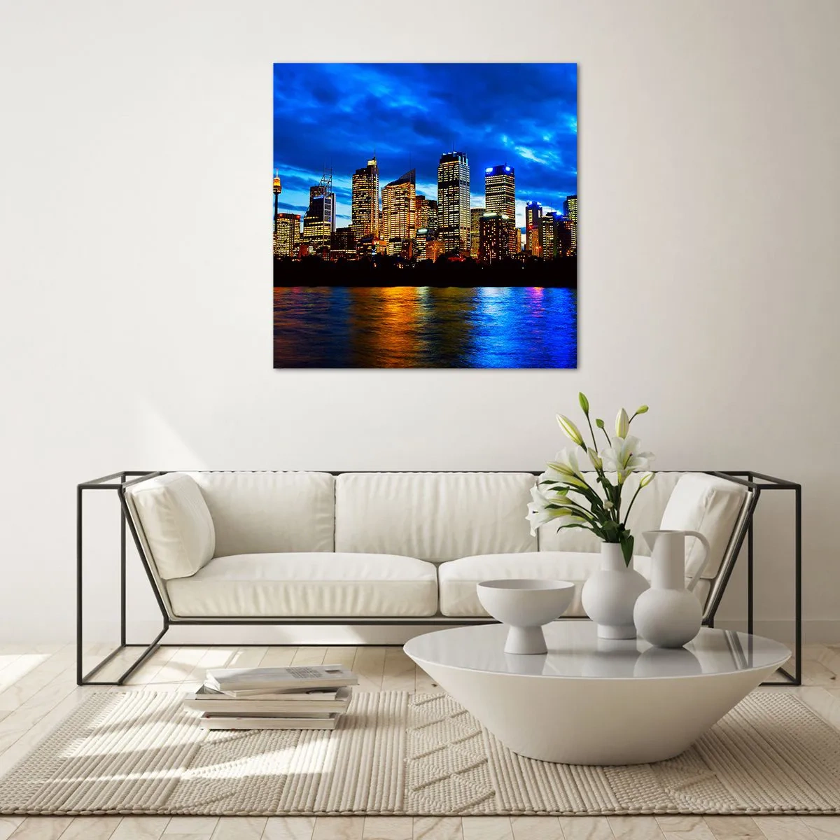 Cuadro sobre vidrio - Impresiones sobre Vidrio - Noche de luces y colores - 70x70 cm
