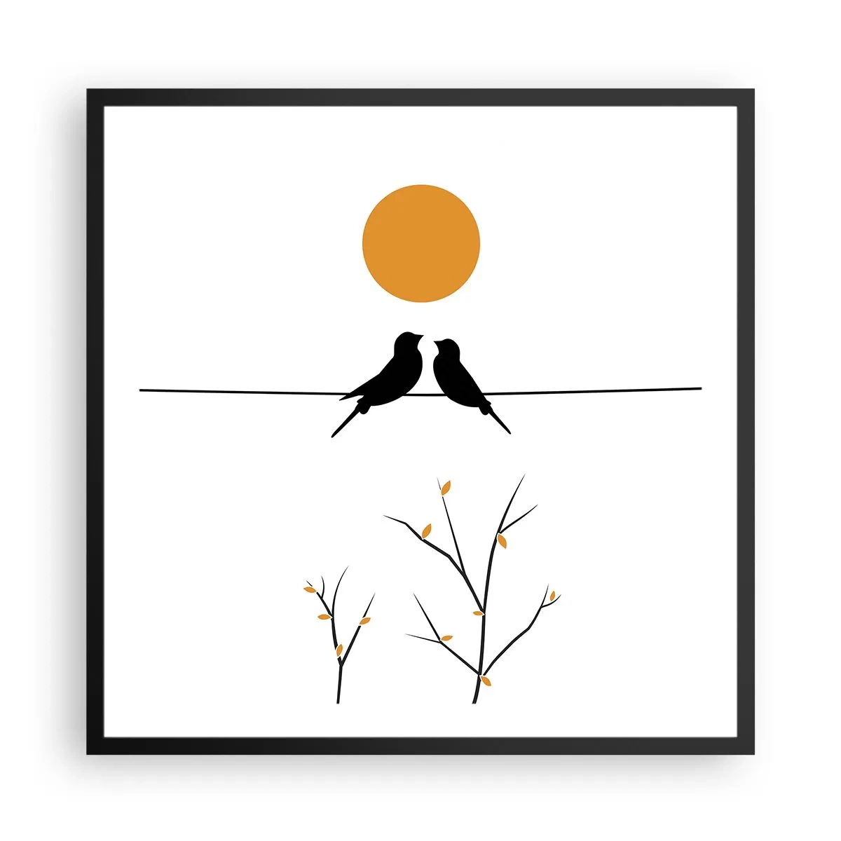 Póster en marco negro - Noche de ruiseñores - 60x60 cm