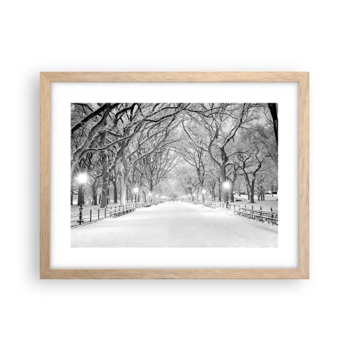 Póster en marco roble claro - Cuatro estaciones - invierno - 40x30 cm