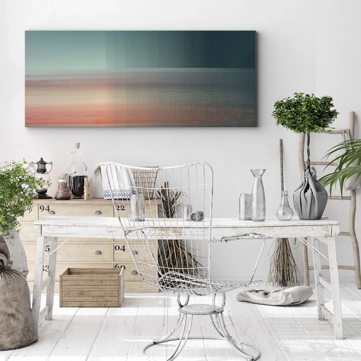 Cuadro sobre lienzo - Impresión de Imagen - Abstracción: ondas de luz - 100x40 cm