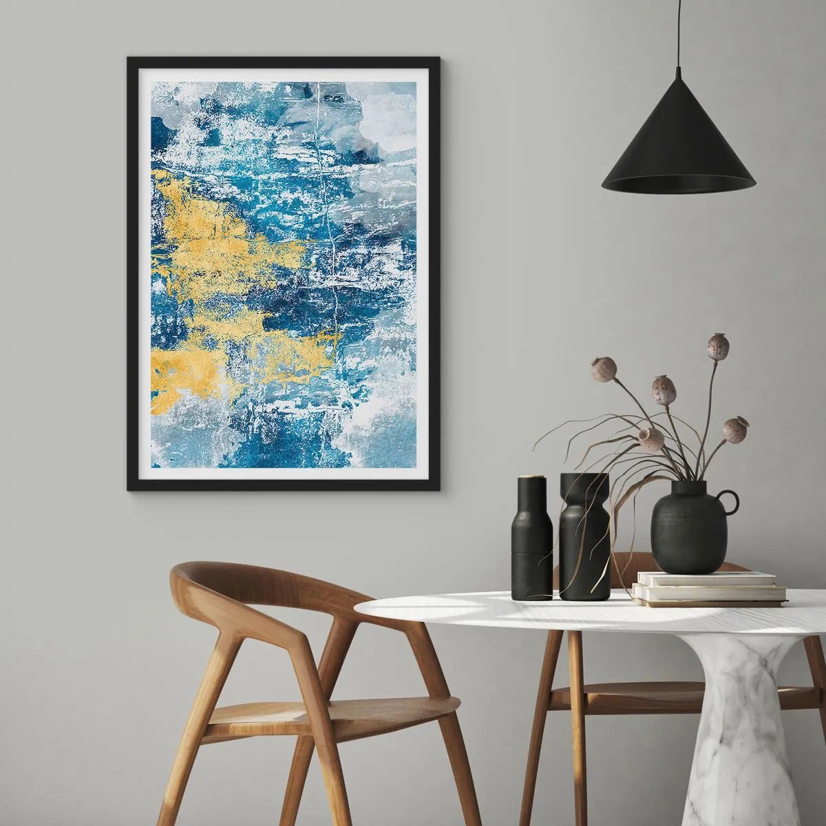 Póster en marco negro - Una abstracción serena - 70x100 cm