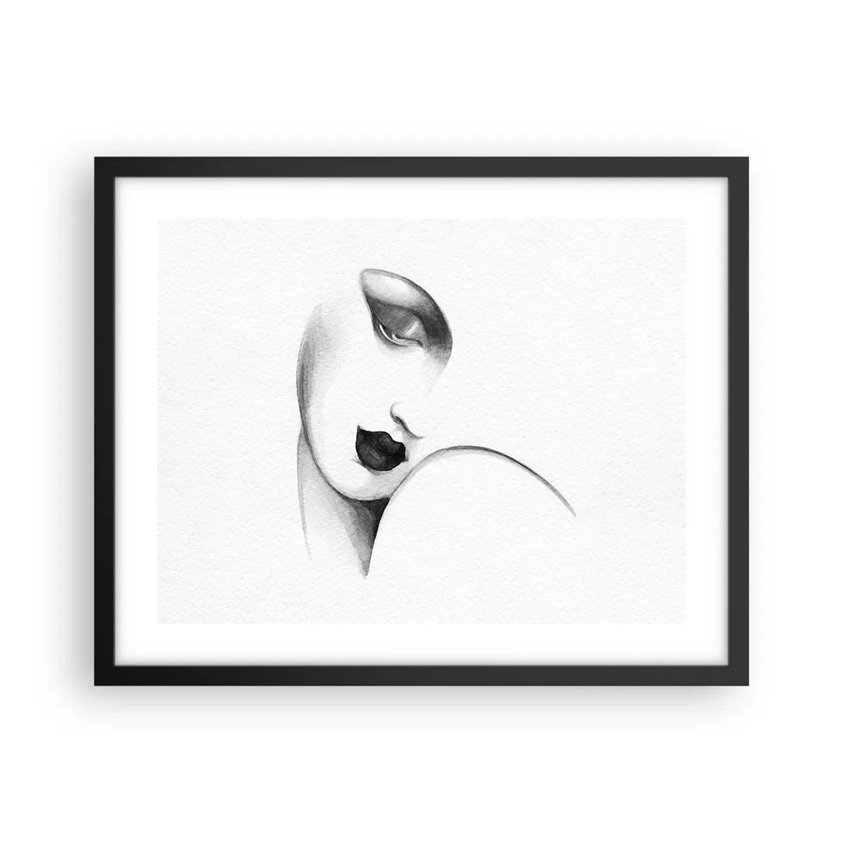Póster en marco negro - Pensativa - 50x40 cm