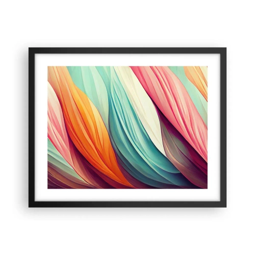 Póster en marco negro - Tejido arco iris - 50x40 cm
