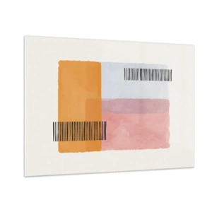 Cuadro sobre vidrio - Impresiones sobre Vidrio - Rectángulos abstractos con líneas en estilo minimalista. - 100x70cm - La rectitud - Decoración de pared moderna para salón y dormitorio ARTTOR