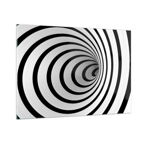 Cuadro sobre vidrio - Impresiones sobre Vidrio - Patrón espiral abstracto en blanco y negro - 100x70cm - ¿Tampoco puedes resistirte? - Decoración de pared moderna para salón y dormitorio ARTTOR