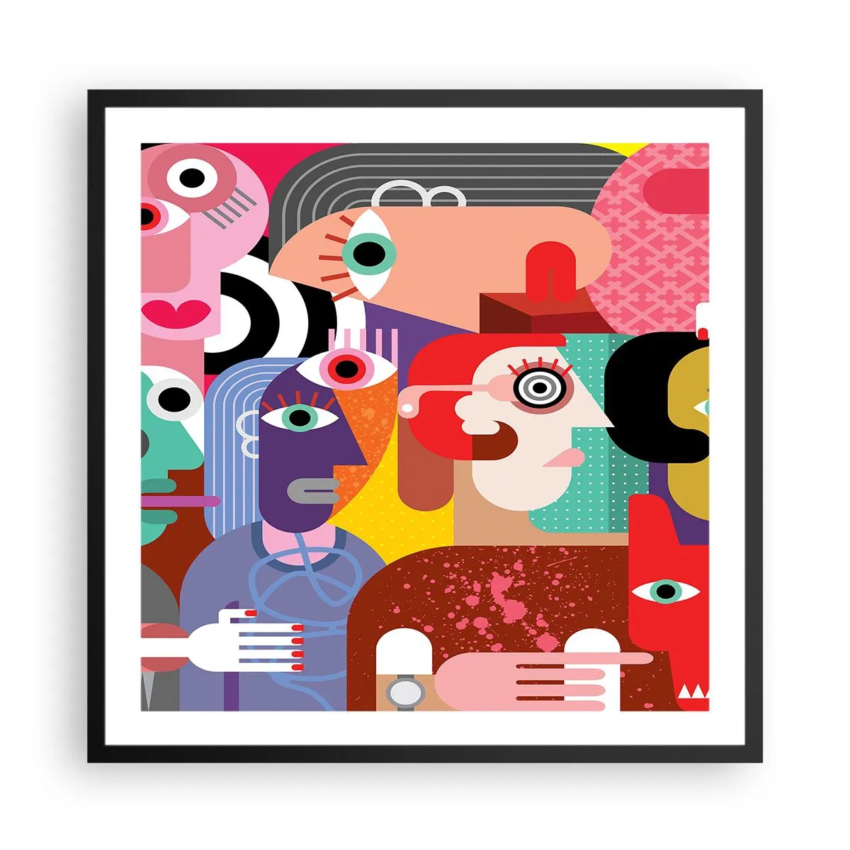 Póster en marco negro - Estilo Picasso - 60x60 cm