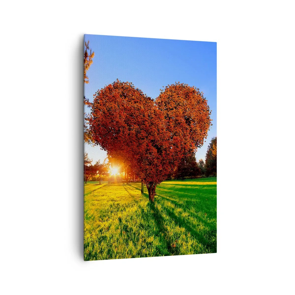 Cuadro sobre lienzo - Impresión de Imagen - Un árbol en forma de corazón en un paisaje otoñal. - 80x120cm - Y cómo no amar el otoño - Decoración de pared moderna para salón y dormitorio ARTTOR
