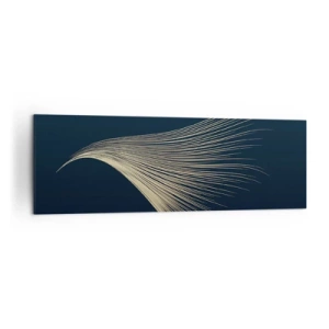 Cuadro sobre lienzo - Impresión de Imagen - Una delicada línea similar a una pluma sobre un fondo azul marino. - 160x50cm - Como el cabello de un ángel - Decoración de pared moderna para salón y dormitorio ARTTOR