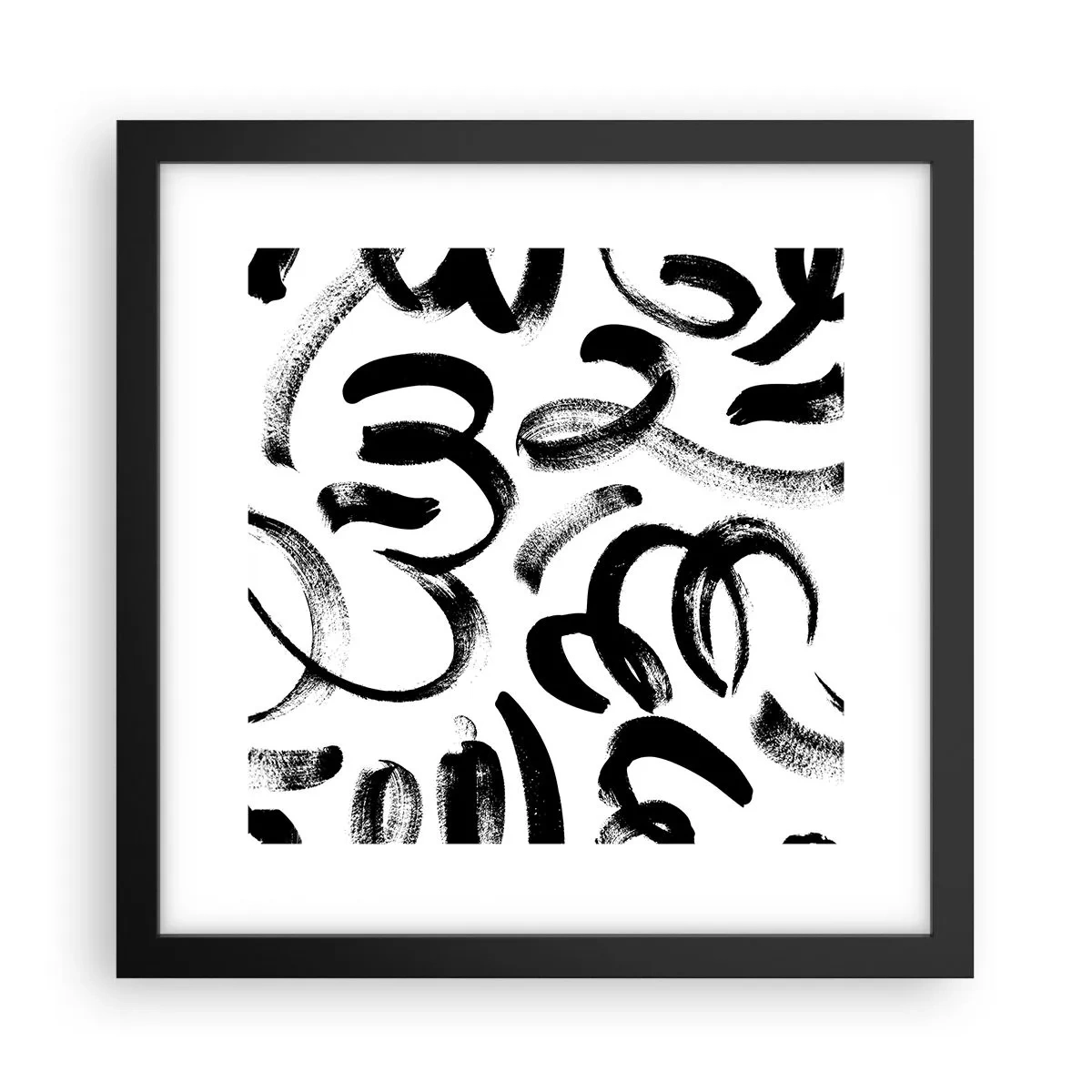 Póster en marco negro - Negro sobre blanco - 30x30 cm