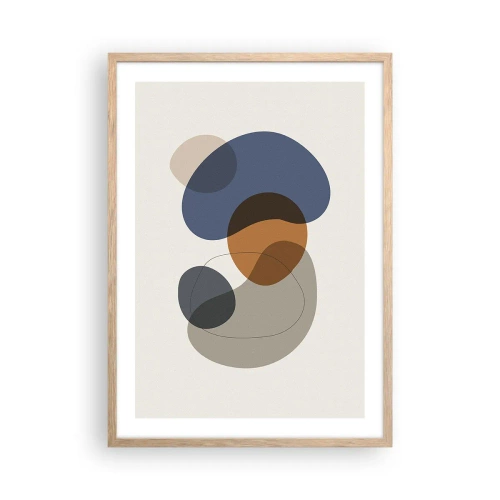 Póster en marco roble claro - Gotas de color - 50x70 cm