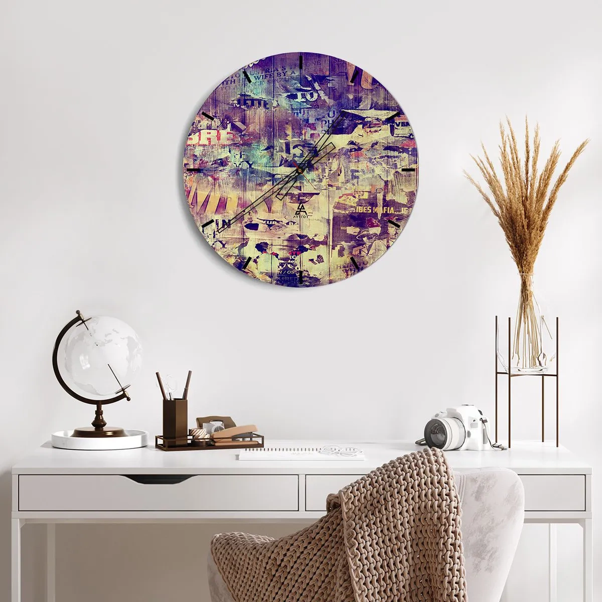 Reloj de pared - Reloj de vidrio - Esfera de reloj con un motivo artístico estilo collage. - 30x30cm - Y eso es todo lo que quedará - Decoración de pared moderna para salón, cocina y dormitorio ARTTOR