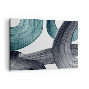 Cuadro sobre lienzo - Impresión de Imagen - Líneas abstractas fluidas en tonos verdes y grises. - 120x80cm - Senderos esmeralda y negro - Decoración de pared moderna para salón y dormitorio ARTTOR