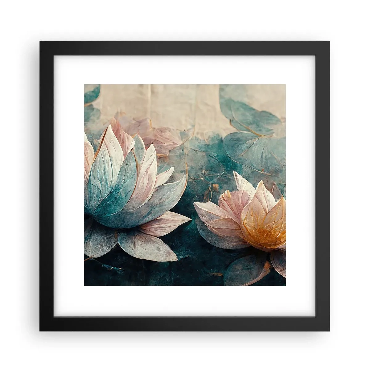 Póster en marco negro - Estrellas de lago - 30x30 cm