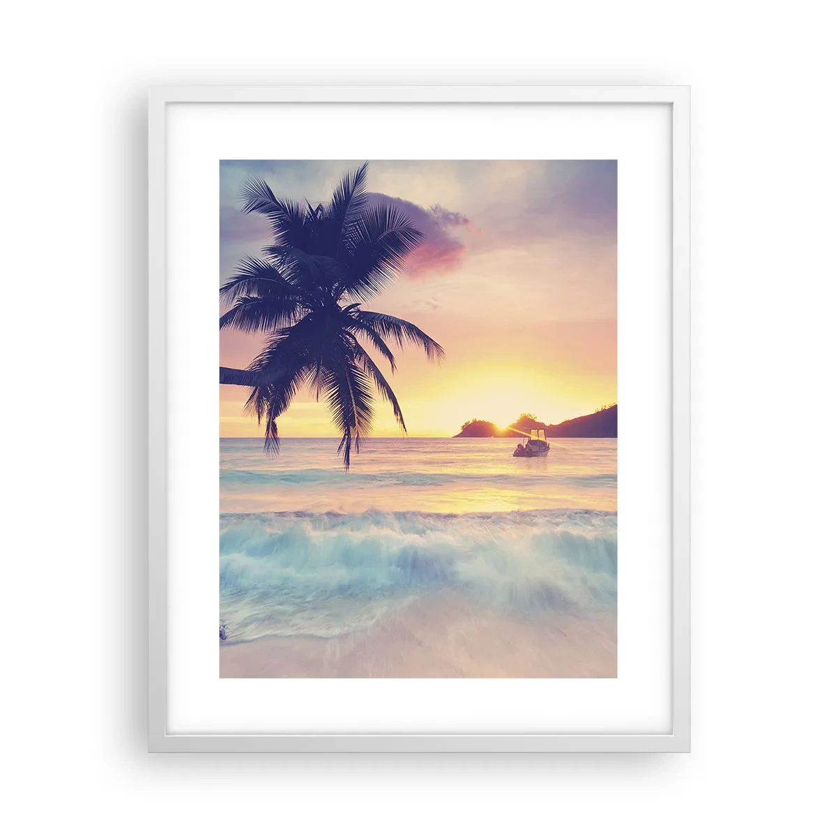 Póster en marco blanco - Atardecer en la bahía - 40x50 cm