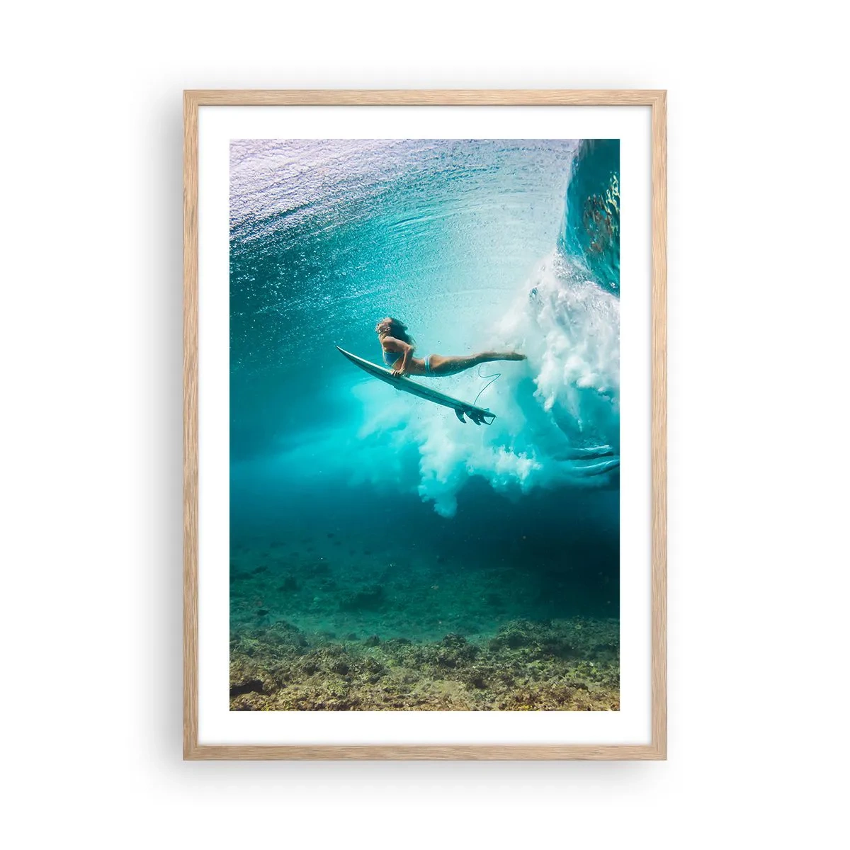 Póster en marco roble claro - Mundo submarino - 50x70 cm