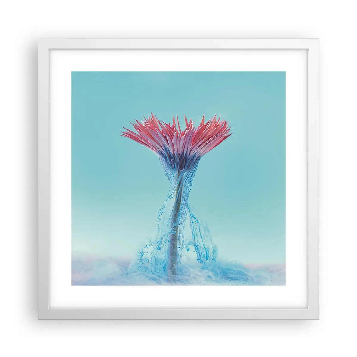 Póster en marco blanco - En un abrazo vigorizante - 40x40 cm