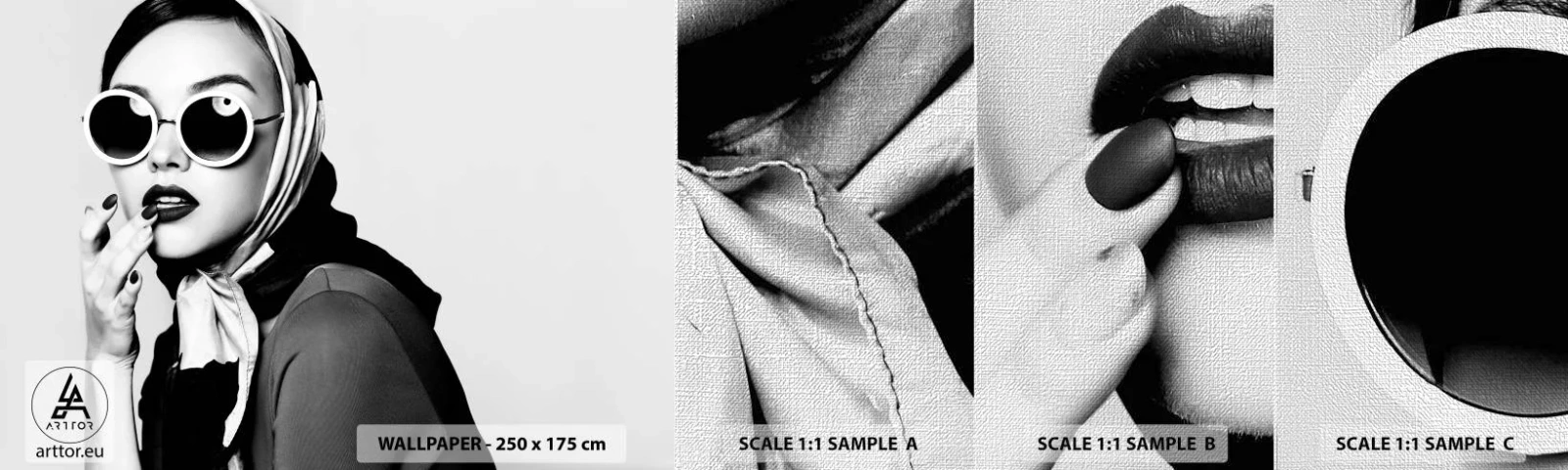 Muestra de fotomural Premium Canvas - Saludos desde los años 60 - Mujer, cara de mujer, Vintage - 100x30 cm