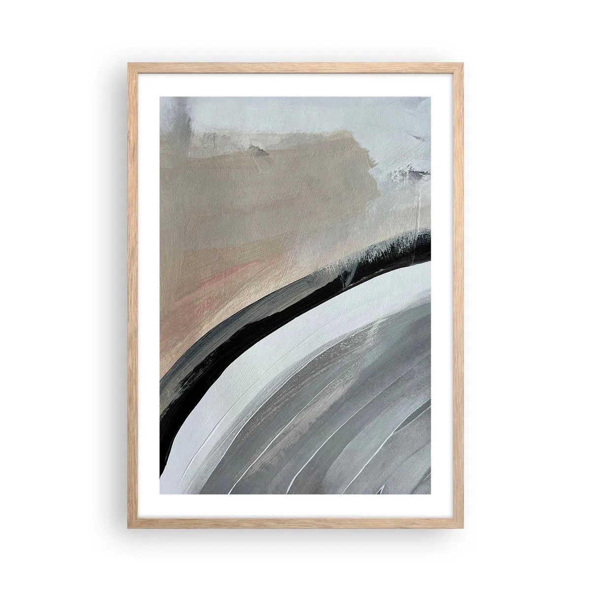 Póster en marco roble claro - Composición: un arco negro y gris - 50x70 cm