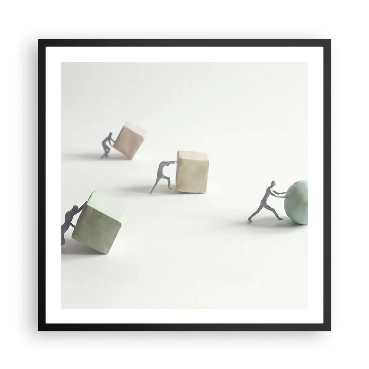 Póster en marco negro - El avance de la geometría - 60x60 cm