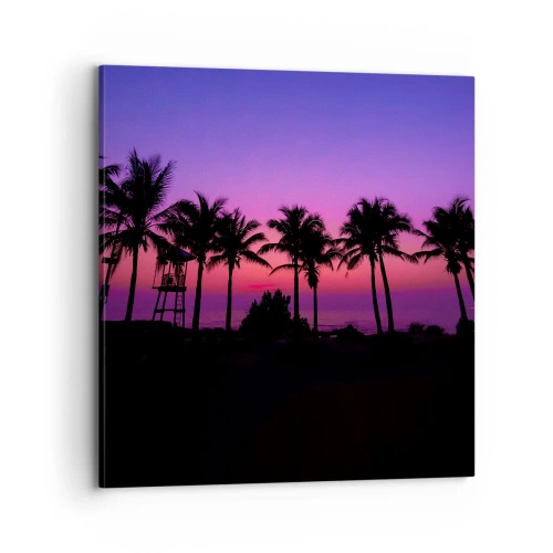 Cuadro sobre lienzo - Impresión de Imagen - Atardecer bajo las palmeras - 70x70 cm