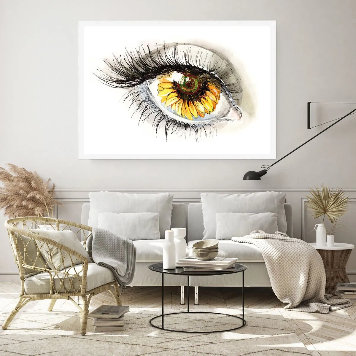 Póster - Ojo artístico con iris en forma de girasol. - 100x70cm - Un aspecto tan caluroso como el verano - Decoración de pared moderna para salón y dormitorio ARTTOR