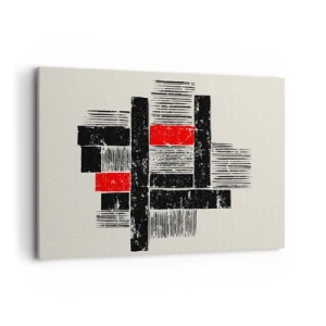 Cuadro sobre lienzo - Impresión de Imagen - Composición geométrica abstracta en negro y rojo. - 120x80cm - Rojo y negro - Decoración de pared moderna para salón y dormitorio ARTTOR