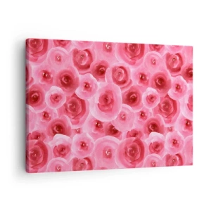Cuadro sobre lienzo - Impresión de Imagen - Delicadas rosas en tonos pastel de rosa. - 70x50cm - Rosas abajo y arriba - Decoración de pared moderna para salón y dormitorio ARTTOR