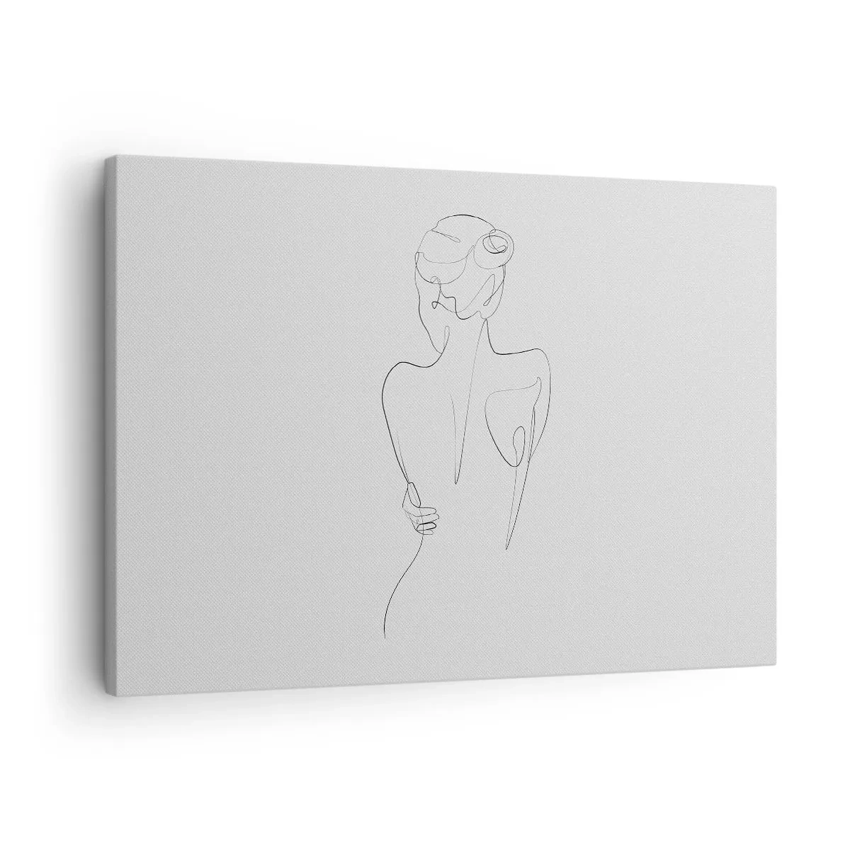 Cuadro sobre lienzo - Impresión de Imagen - Una línea de contorno que muestra una silueta femenina sobre un fondo claro. - 70x50cm - Música del cuerpo - Decoración de pared moderna para salón y dormitorio ARTTOR