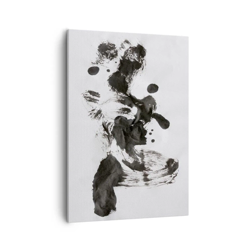 Cuadro sobre lienzo - Impresión de Imagen - Composición abstracta de manchas negras sobre fondo blanco. - 50x70cm - ¿Un método en la locura? - Decoración de pared moderna para salón y dormitorio ARTTOR