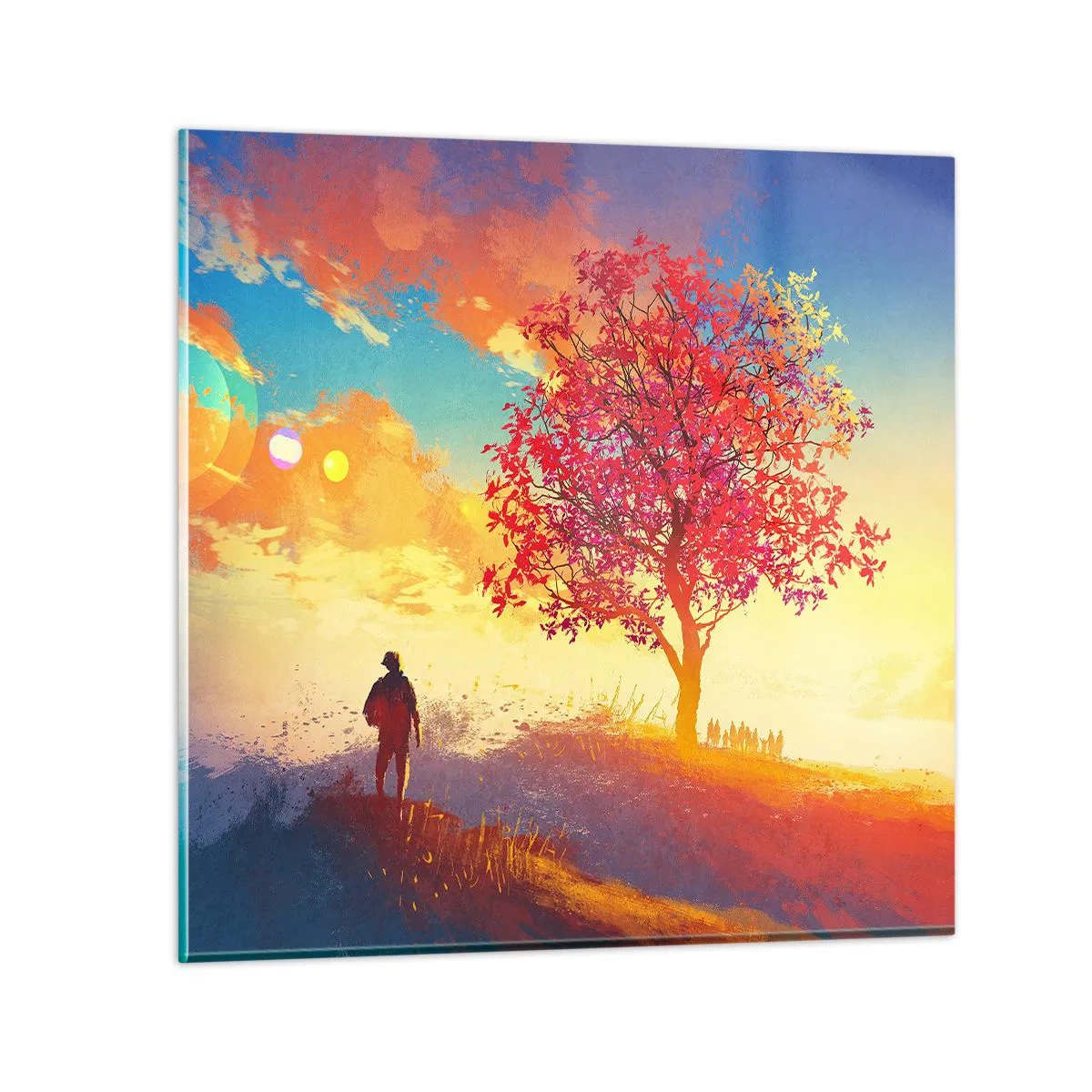 Cuadro sobre vidrio - Impresiones sobre Vidrio - Un peregrino en su destino - 70x70 cm