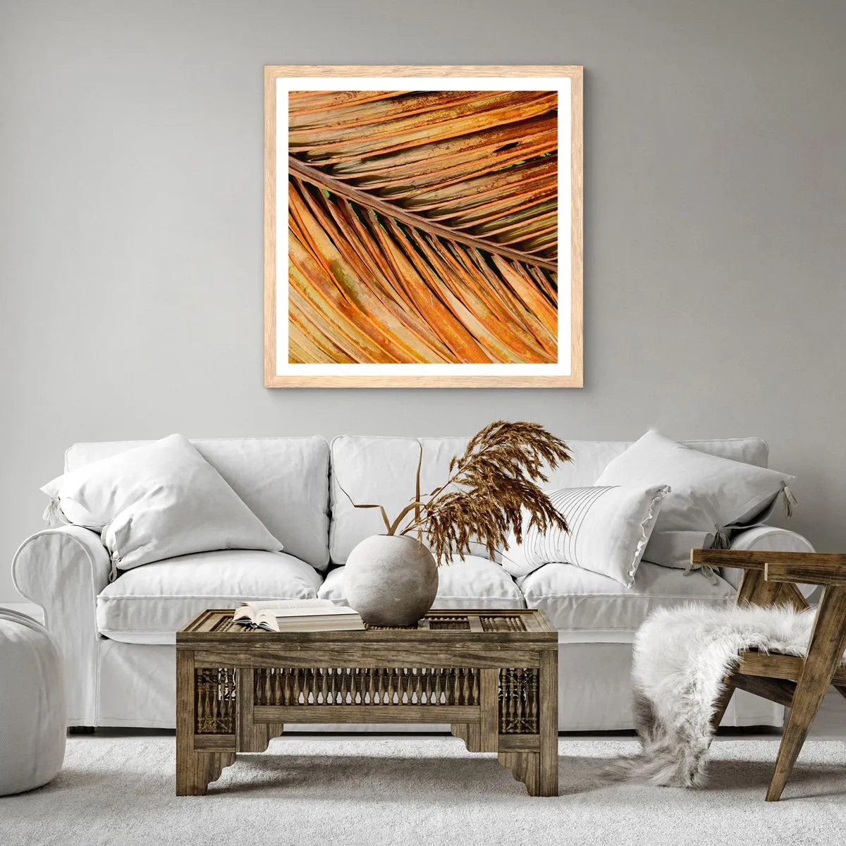 Póster en marco roble claro - Oro de coco - 40x40 cm