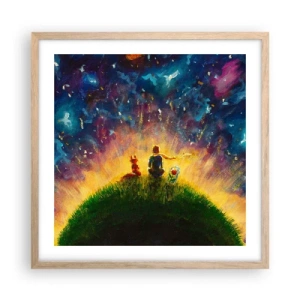 Póster en marco roble claro - Amor y amistad - lo único entero - 50x50 cm