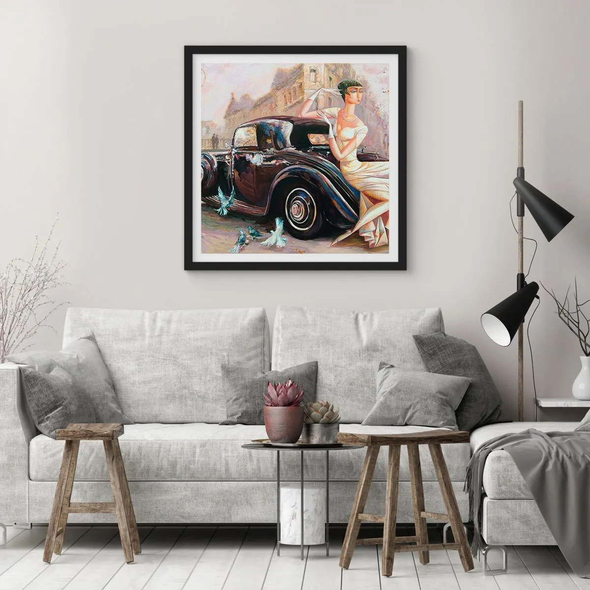 Póster en marco negro - Elegancia retro - 50x50 cm