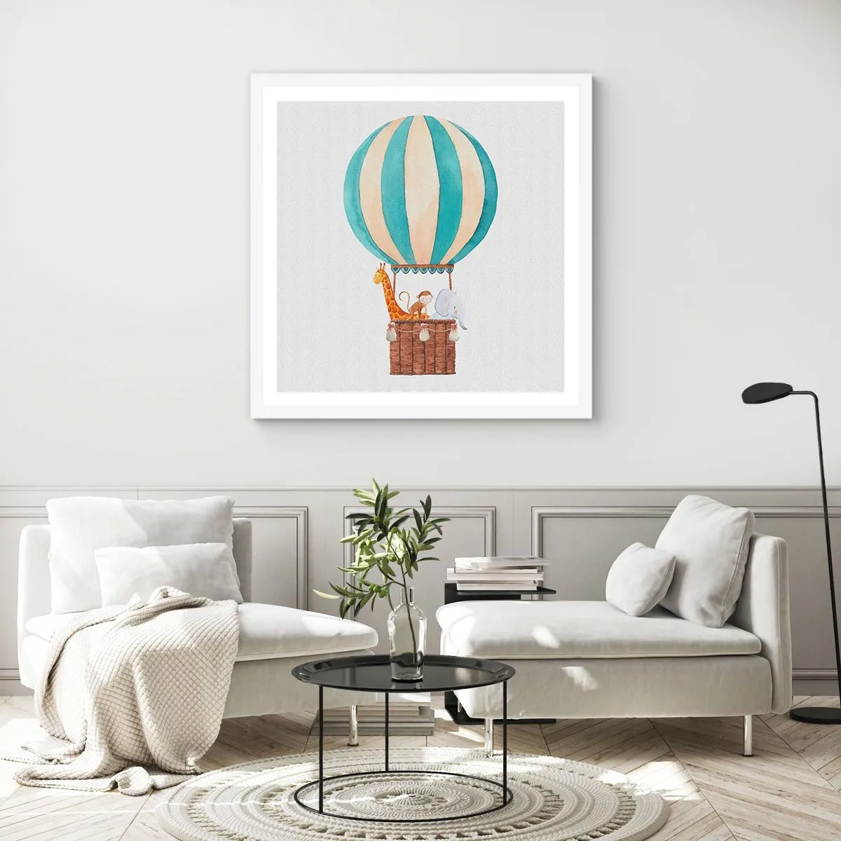 Póster en marco blanco - Viaje fantástico - 30x30 cm