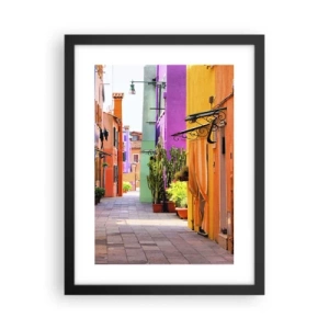 Póster en marco negro - El callejón arco iris - 30x40 cm