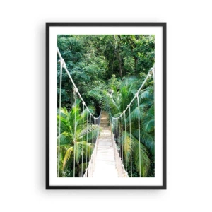 Póster en marco negro - Un puente colgante en una selva tropical - 50x70cm - ¡Bienvenido a la selva! - Decoración de pared moderna para salón y dormitorio ARTTOR