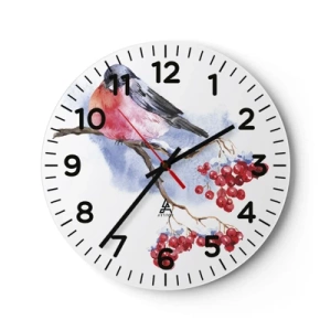 Reloj de pared - Reloj de vidrio - Invierno en color - 40x40 cm