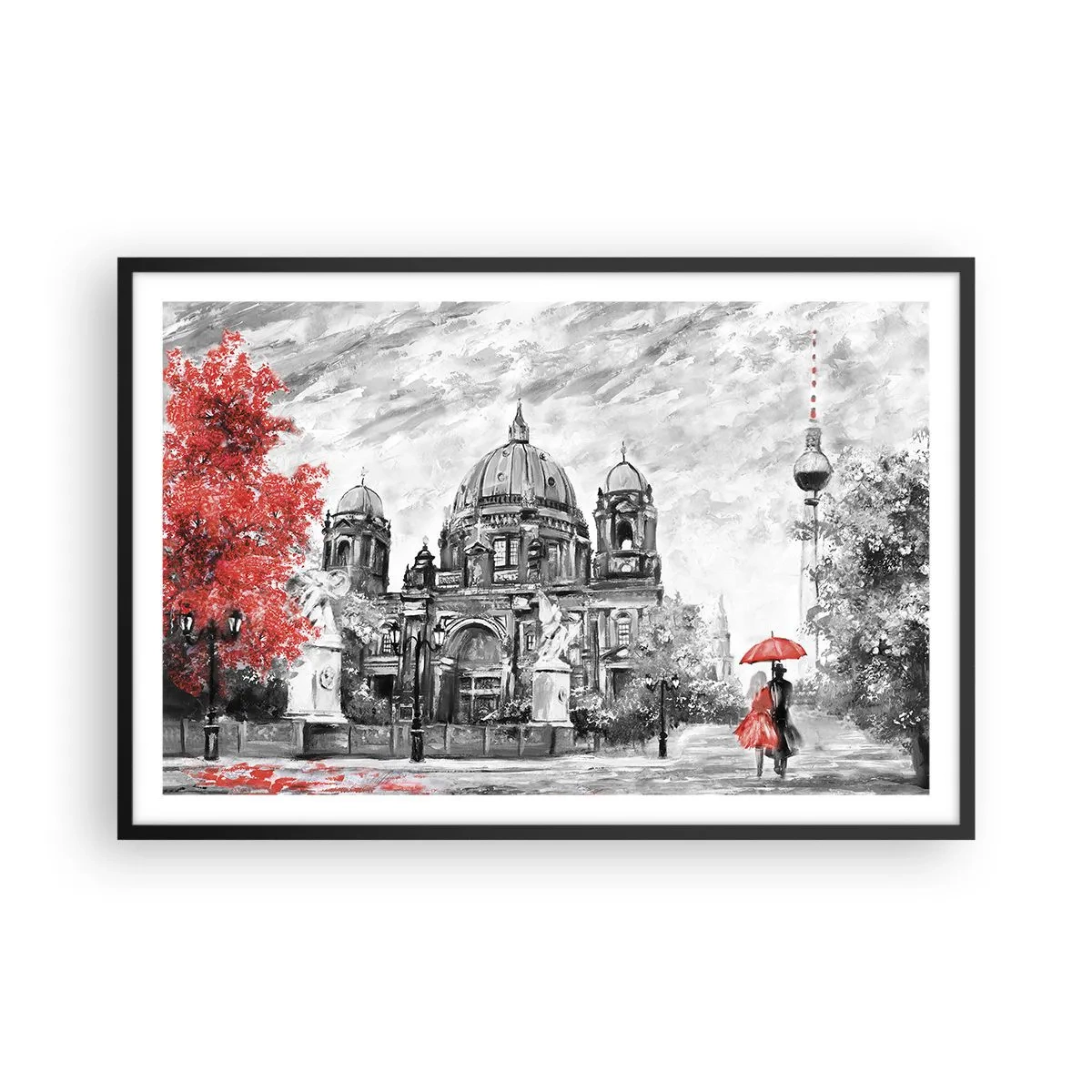 Póster en marco negro - Reunión en Berlín - 91x61 cm