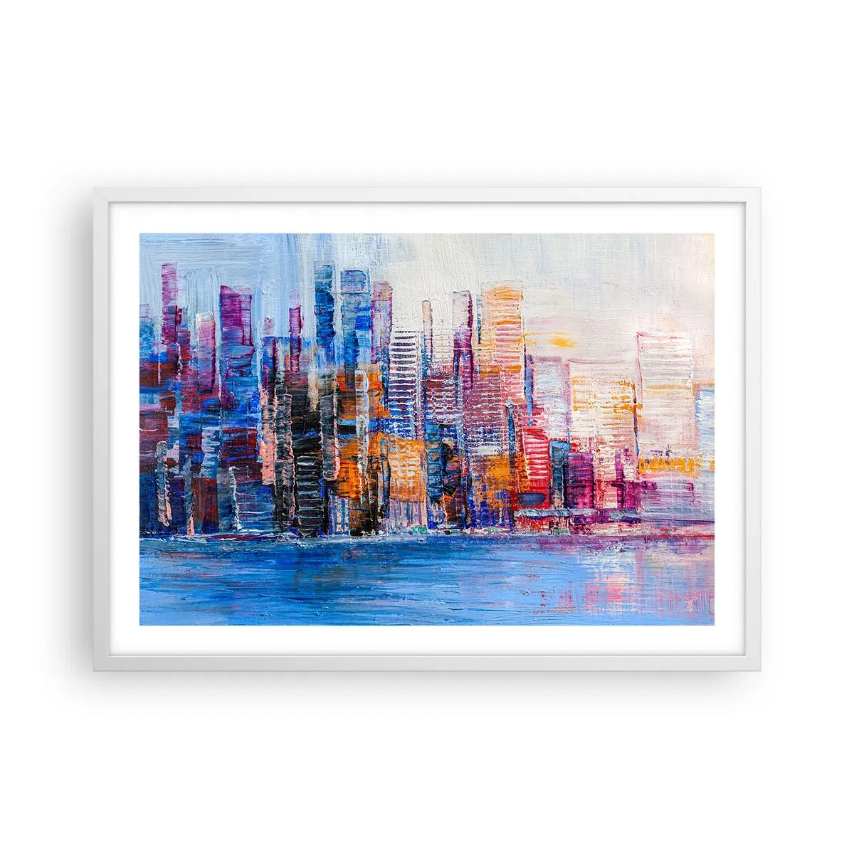 Póster en marco blanco - Una metrópoli alegre - 70x50 cm