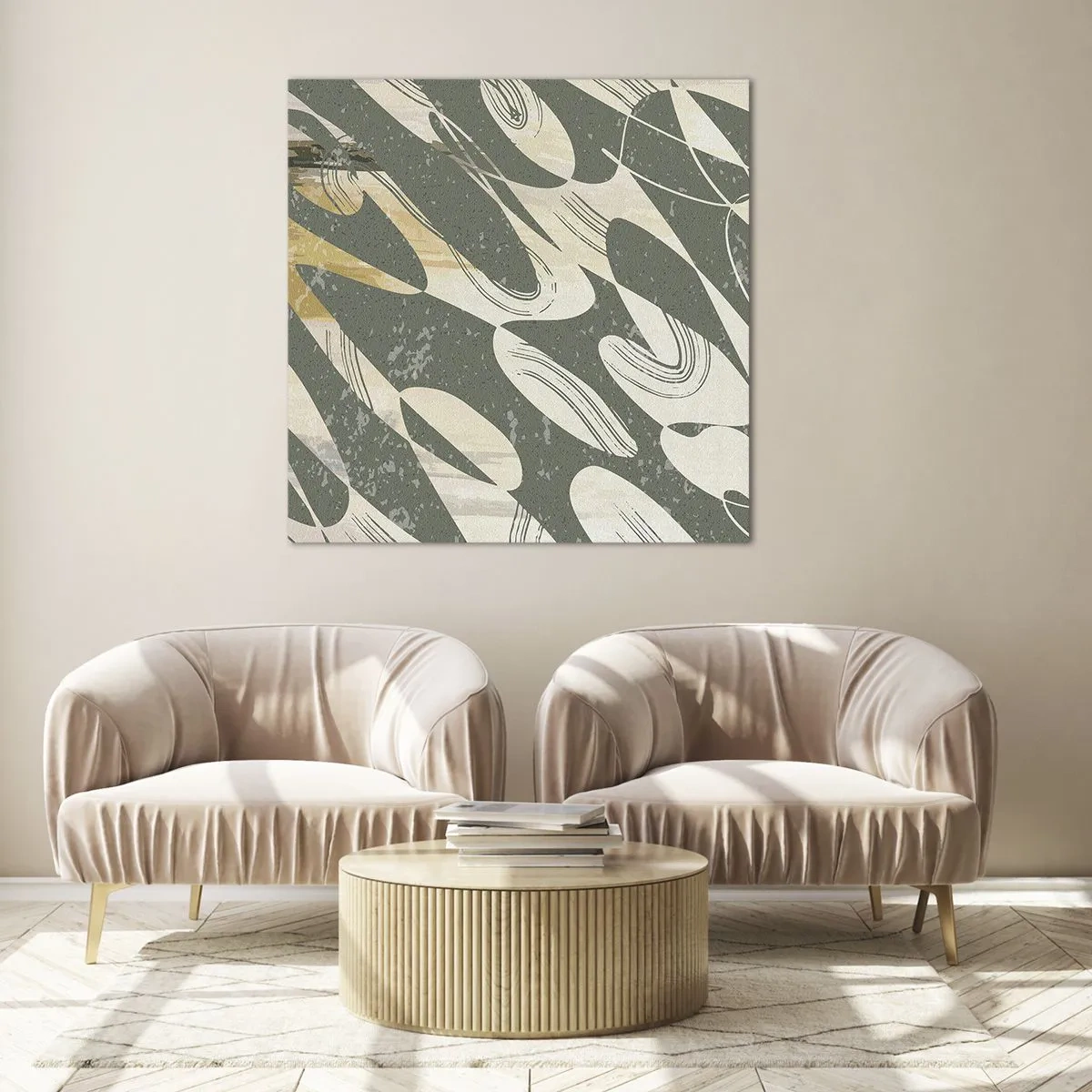 Cuadro sobre vidrio - Impresiones sobre Vidrio - Abstracción rítmica - 60x60 cm